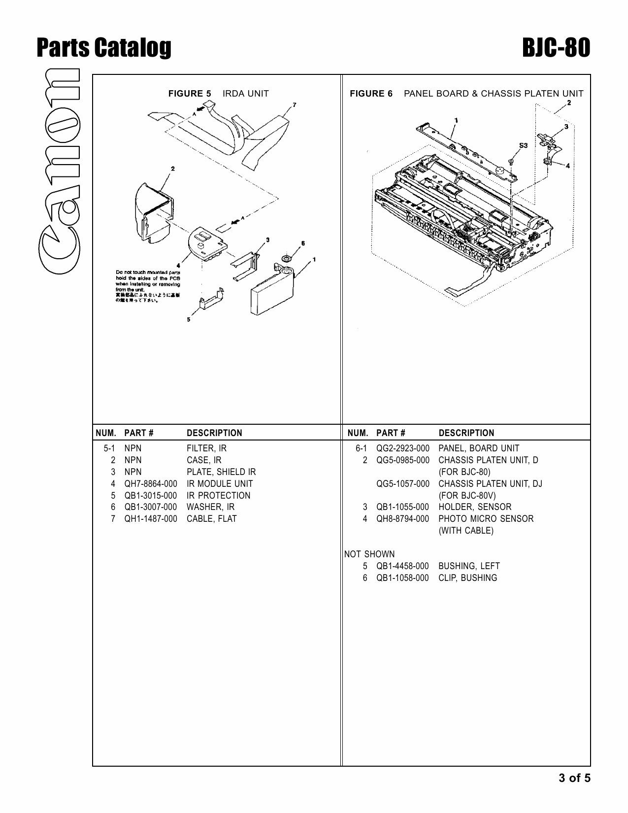 Canon BubbleJet BJC-80 Parts Catalog Manual-4